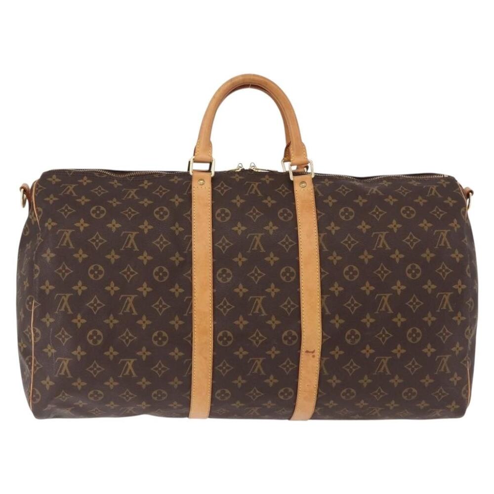 Louis Vuitton Monogram Keepall Bandouliere 55 Travel Bag Brown